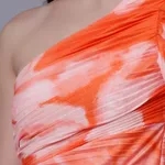 Buy Stylish One-Shoulder Pleated Maxi Dress One Size Orange Online