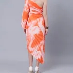 Buy One-Shoulder Pleated Maxi Dress One Size Orange