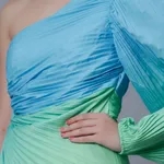 Buy One-Shoulder Pleated Maxi Dress One Size Blue-Green Online