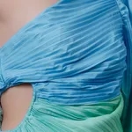 Shop for One-Shoulder Pleated Maxi Dress One Size Blue-Green Online