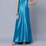 Elegant Flowy Maxi Dress One Size Blue