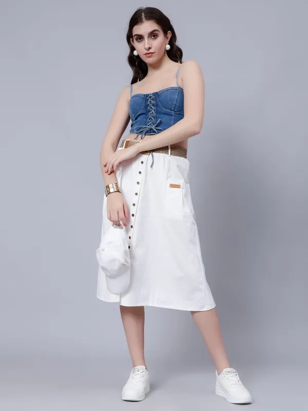 Order Classic Cotton Midi Skirt S White Online