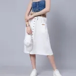 Order Classic Cotton Midi Skirt S White Online