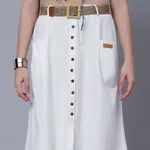 Buy Stylish Classic Cotton Midi Skirt S White Online