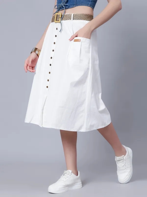 Buy Classic Cotton Midi Skirt S White Online