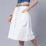 Buy Classic Cotton Midi Skirt S White Online