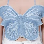 Buy Butterfly Halter Crop Top  One Size Light Blue Online