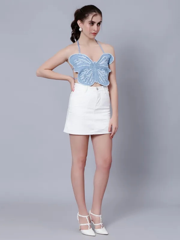 Buy Butterfly Halter Crop Top  One Size Light Blue at Best Price