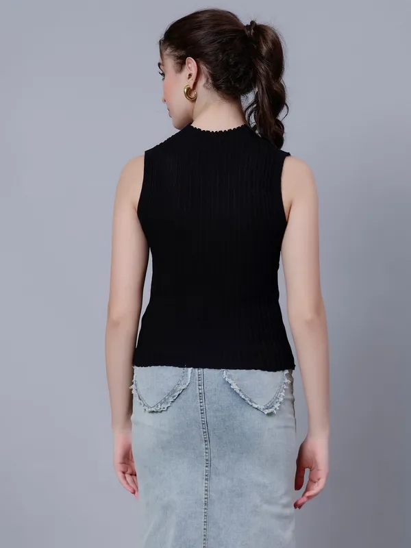 Shop for Ribbed Knit Tank Top One Size Black Online