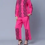 Buy Elegant Printed Two-Piece Set One Size Pink