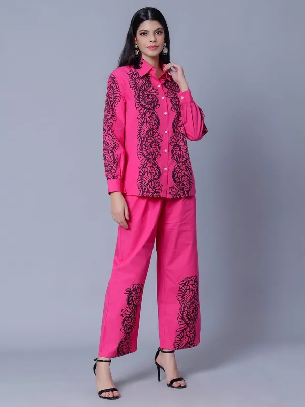 Buy Elegant Printed Two-Piece Set One Size Pink at Best Price