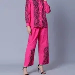 Buy Elegant Printed Two-Piece Set One Size Pink at Best Price