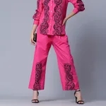 Elegant Printed Two-Piece Set One Size Pink