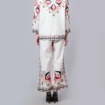 Geometric Floral Pattern Two-Piece Set One Size Off-White