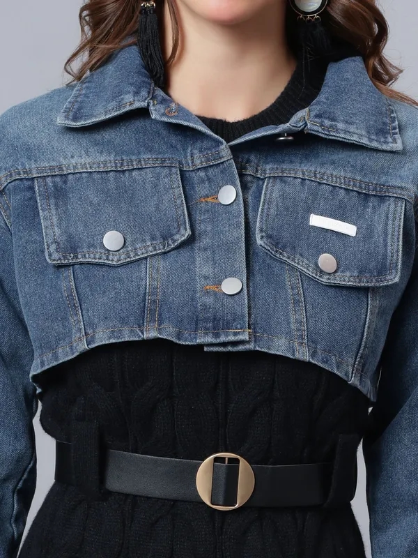 Buy Denim Crop Jacket One Size Blue Online