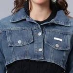 Buy Denim Crop Jacket One Size Blue Online