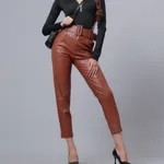 Order Faux Leather Winter Pants XS Brown Online