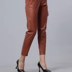 Shop for Faux Leather Winter Pants XS Brown Online