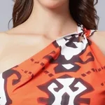 Buy Hot Orange Printed Dress XS Orange at Best Price