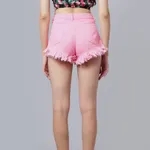 Buy Hot Frayed Denim Shorts XS Pink Online