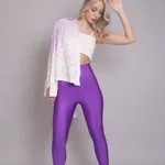 Buy High Waisted Glossy Leggings  S Purple Online