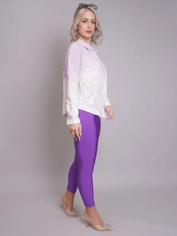 Buy Stylish High Waisted Glossy Leggings  S Purple Online