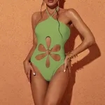 Buy Cut Out Halter Monokini S Green