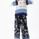 Buy Abstract Printed Two-Piece Set One Size Beige-Navy Online