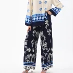 Abstract Printed Two-Piece Set One Size Beige-Navy