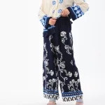 Shop for Abstract Printed Two-Piece Set One Size Beige-Navy Online