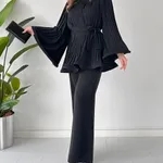 Buy Fan Pleated Two-Piece Set S Black