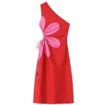 Buy One-Shoulder Cut-Out Dress One Size Red at Best Price