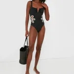 Buy Stylish Cut-Out Detail Swimsuit S Black Online