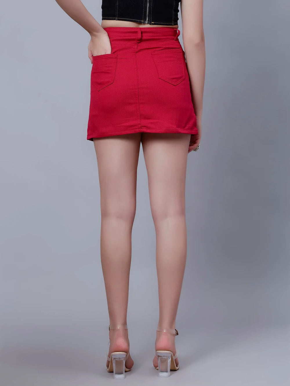 High Waist A-line Denim Skirt