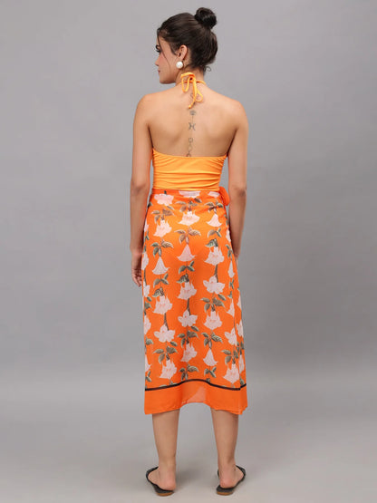 Halter Cut Out Monokini With Sarong