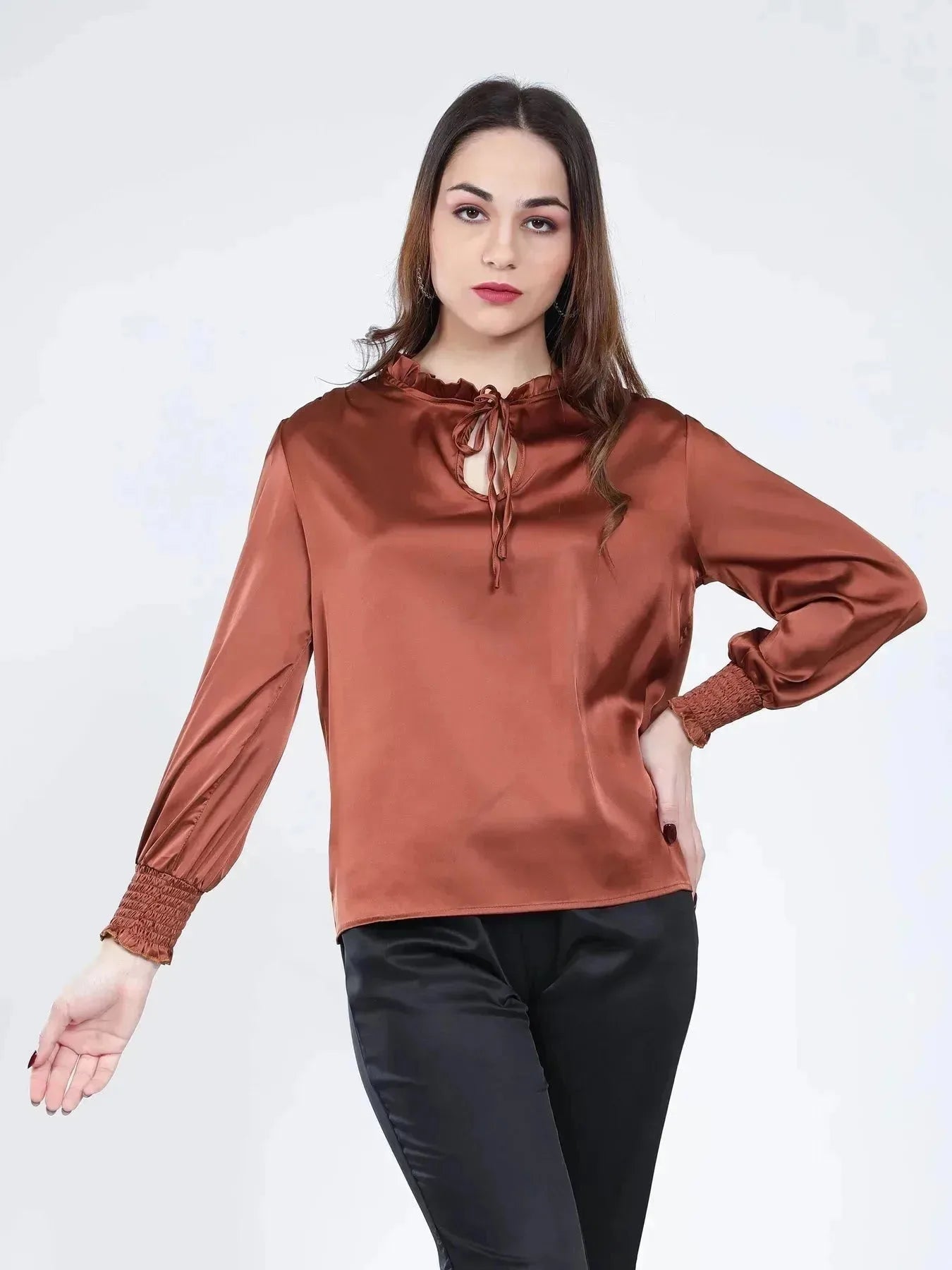 Tie Neck Satin Top
