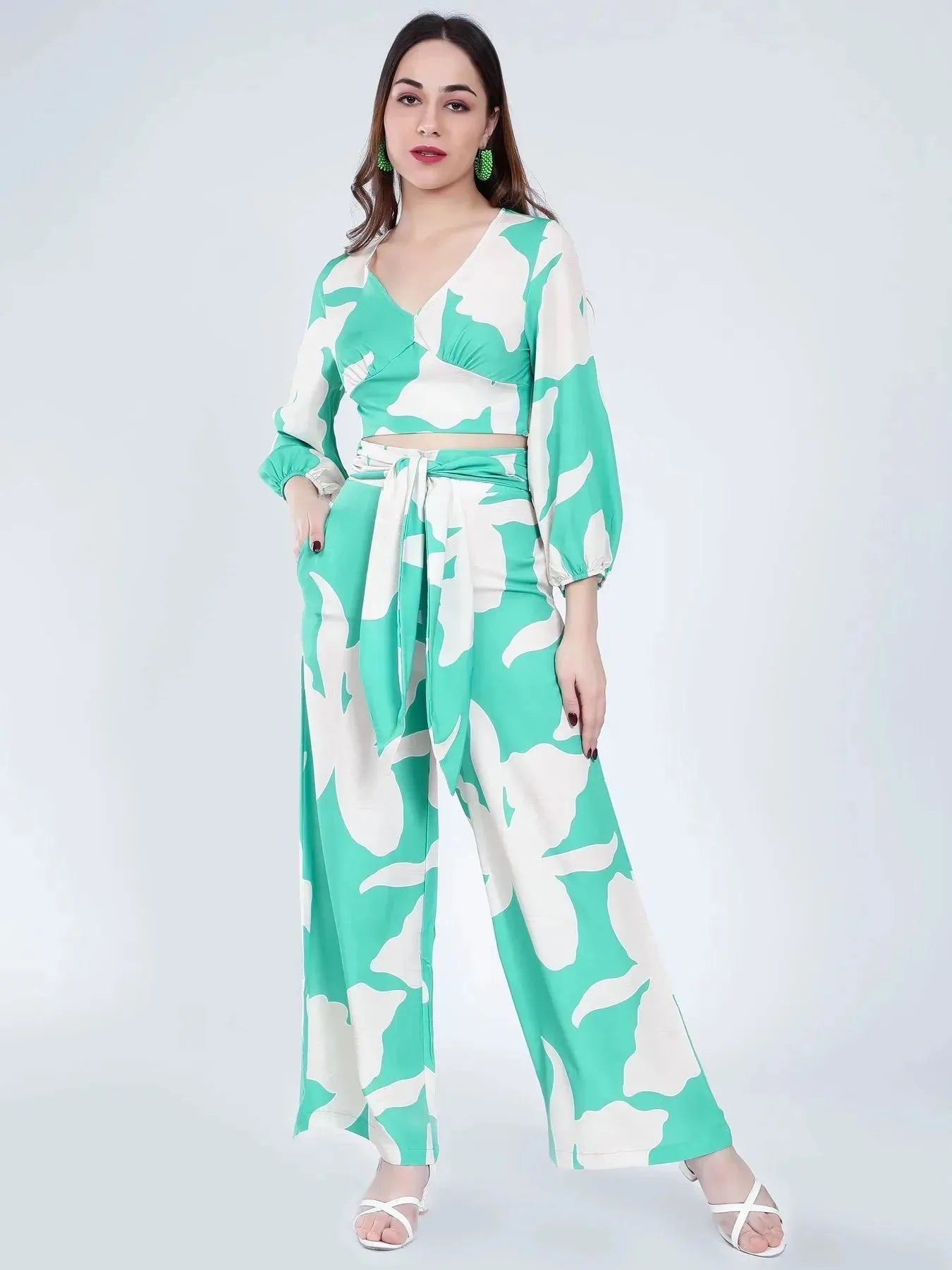 Belted Floral Two-Piece Set