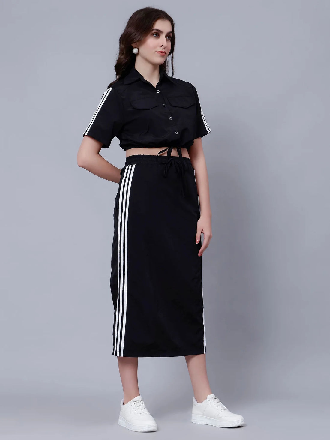 Sporty Crop Top and Skirt Set