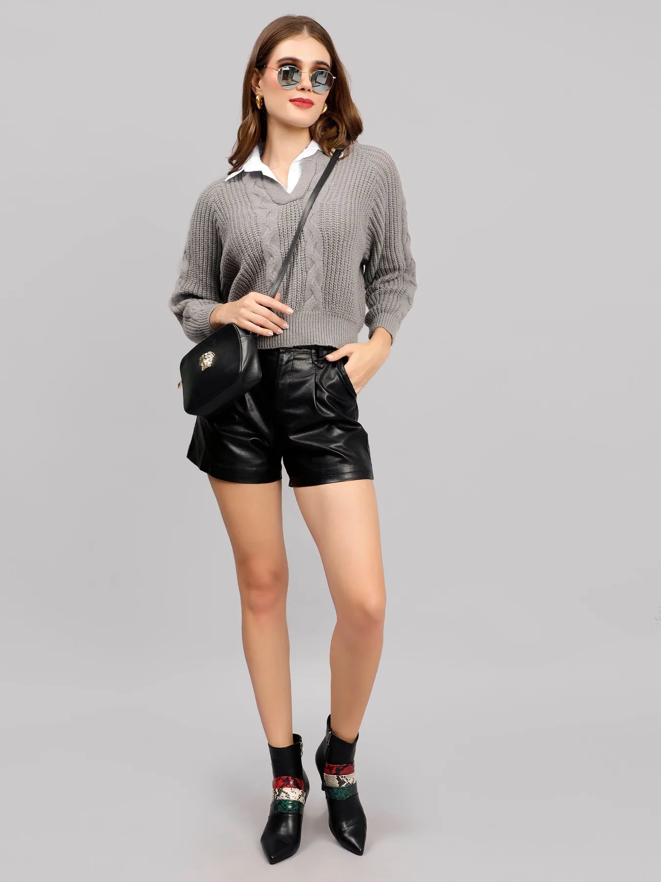 High Waisted Leather Shorts