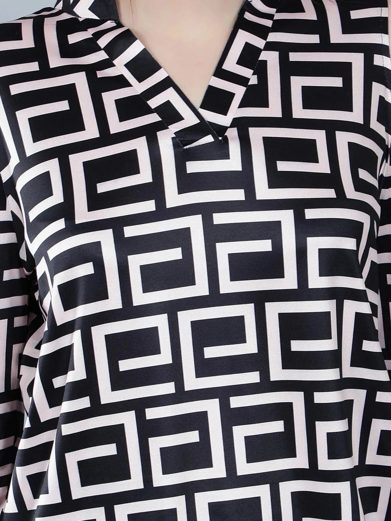 Geometrical Cold Shoulder Blouse