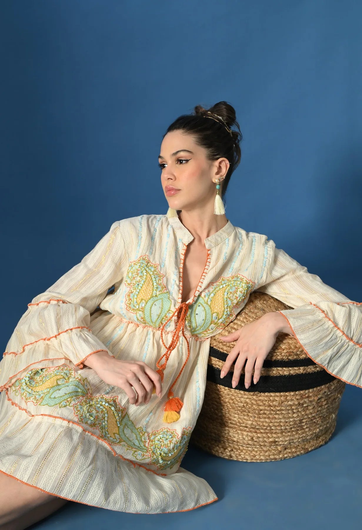 Orange Paisley Charm Short Dress