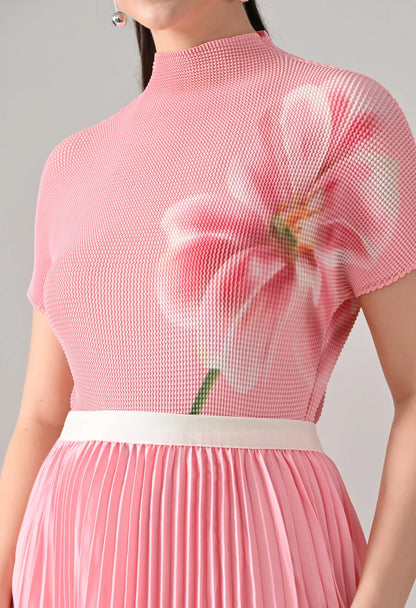 Floral Printed Pleated Two-Piece Set