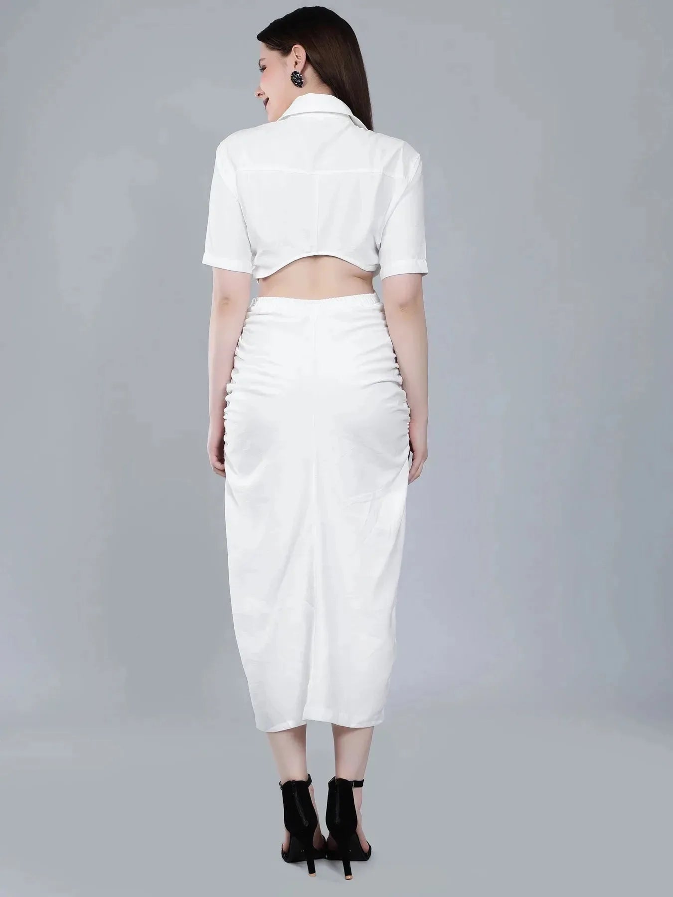 Back Cutout Shirt Dress