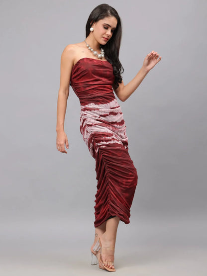 Tie Dye Printed Ruched Dress