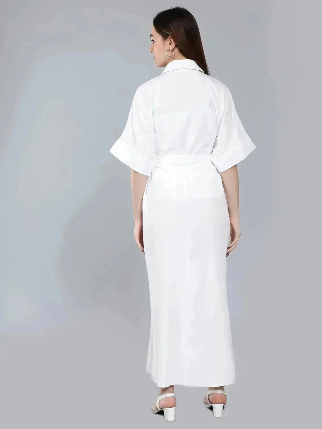 Cinched Waist Belted Shirt Dress