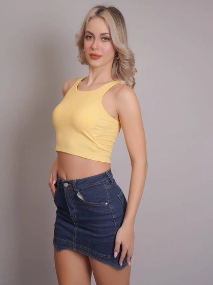Padded Ribbed Crop Top