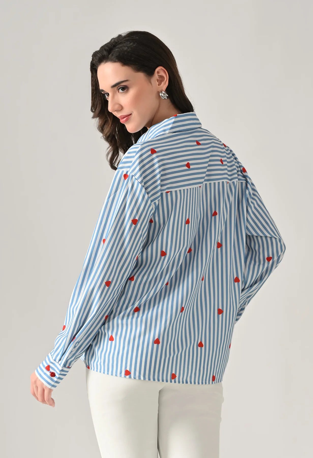 Striped Shirt With Heart Print