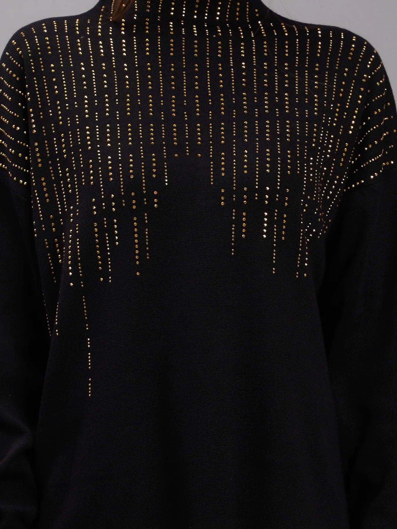 Metallic Rhinestone Knitted Two Piece Set