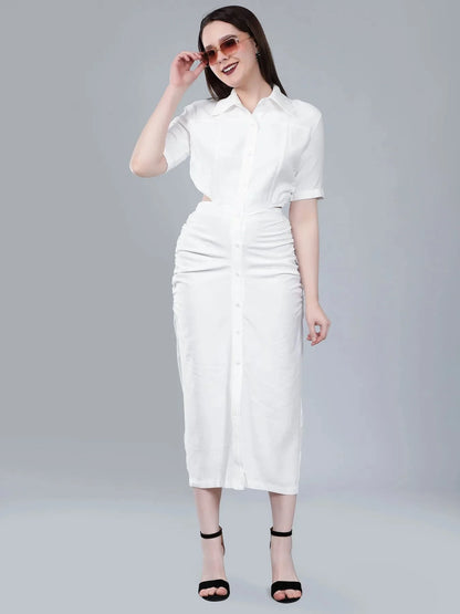 Back Cutout Shirt Dress