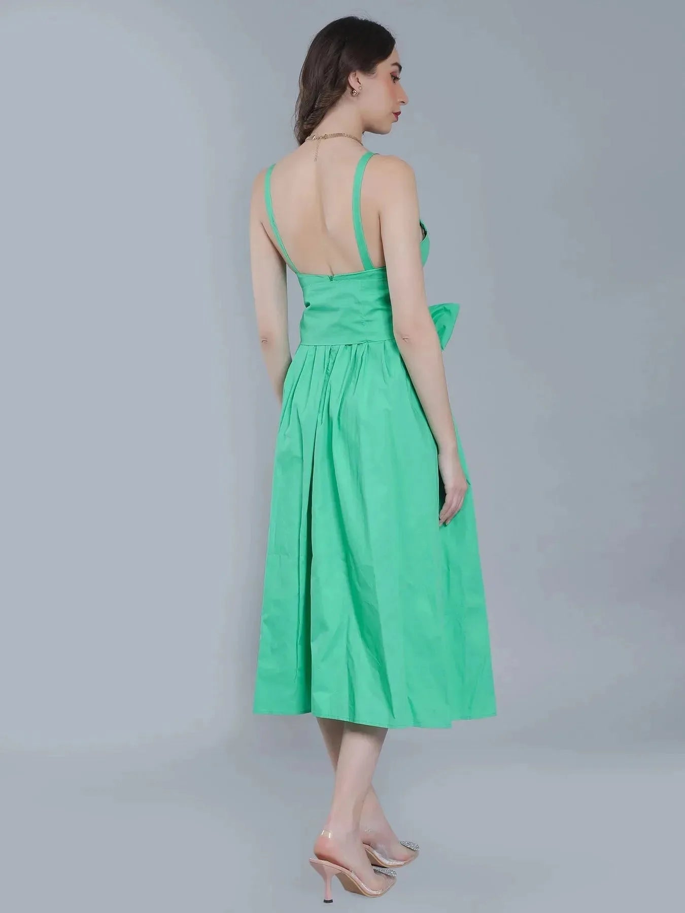 Deep V-Neck Cotton Dress